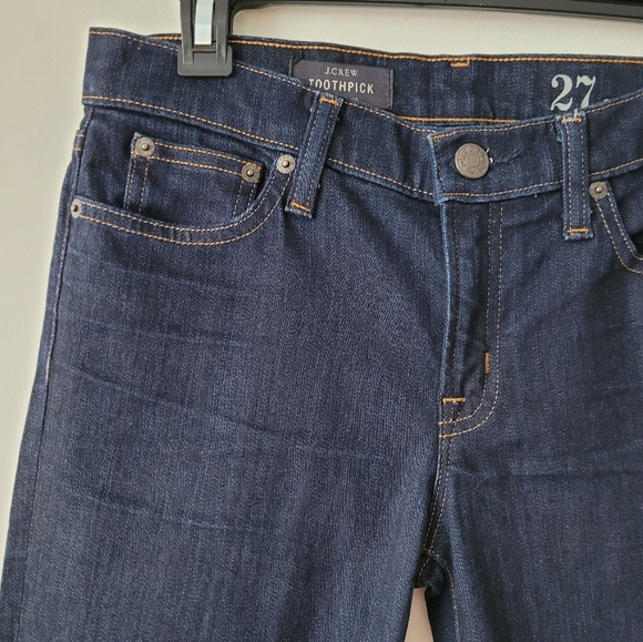 J. Crew Toothpick Dark Wash Mid Rise Slender Ankle Jeans Size 27 - Picture 8 of 15